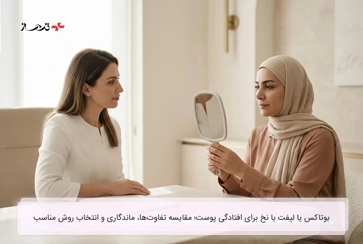 بوتاکس یا لیفت با نخ برای افتادگی پوست؛ مقایسه تفاوتها، ماندگاری و انتخاب روش مناسب